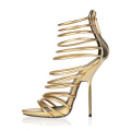 Mode Gold Multi Strap High Heel Schuhe für Frauen (HS07-20)